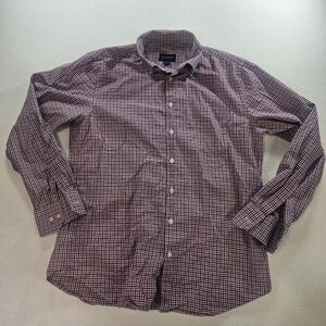 Scott Barber Button Down Shirt Large Red Blue Check Cotton
